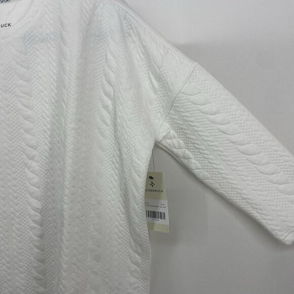 Tuckernuck Size XS / S TNUCK Sport White Cable Ally Swing Sweatshirt Oversized - Picture 3 of 8
